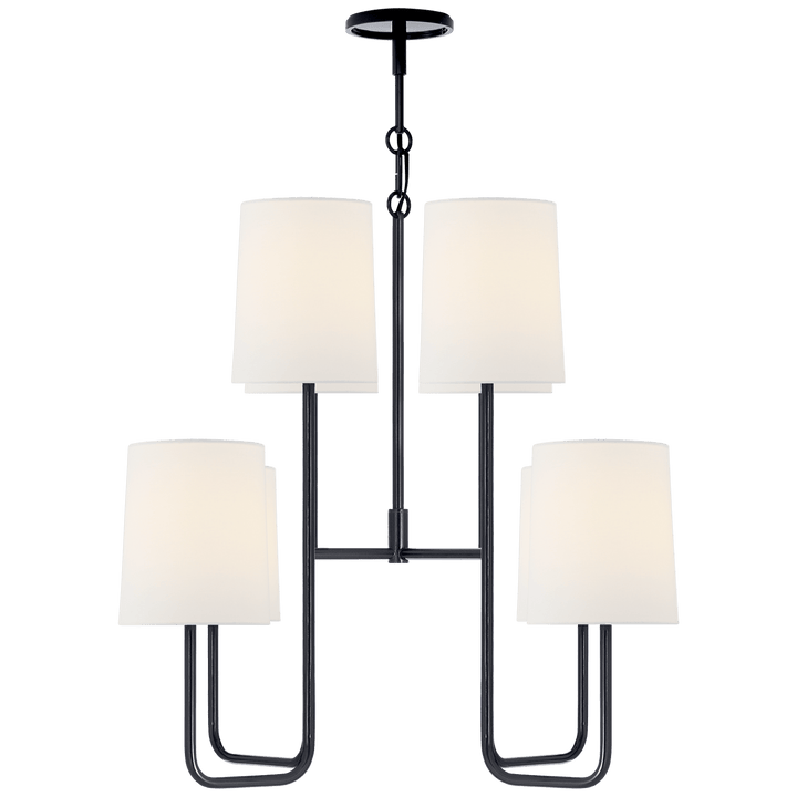 Go Lightly Medium Chandelier in Charcoal with Linen Shades