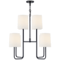 Go Lightly Medium Chandelier in Charcoal with Linen Shades