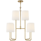 Go Lightly Medium Chandelier in Gilded with Linen Shades