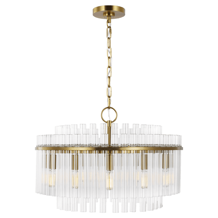 Beckett Medium Chandelier in Burnished Brass with Clear Glass