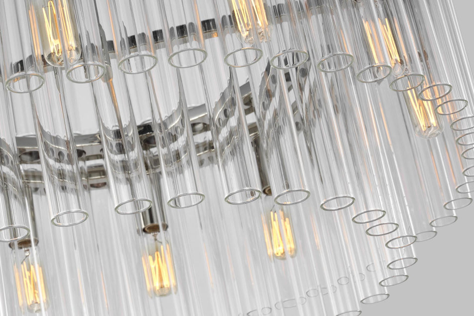 Beckett Medium Chandelier in Polished Nickel with Clear Glass