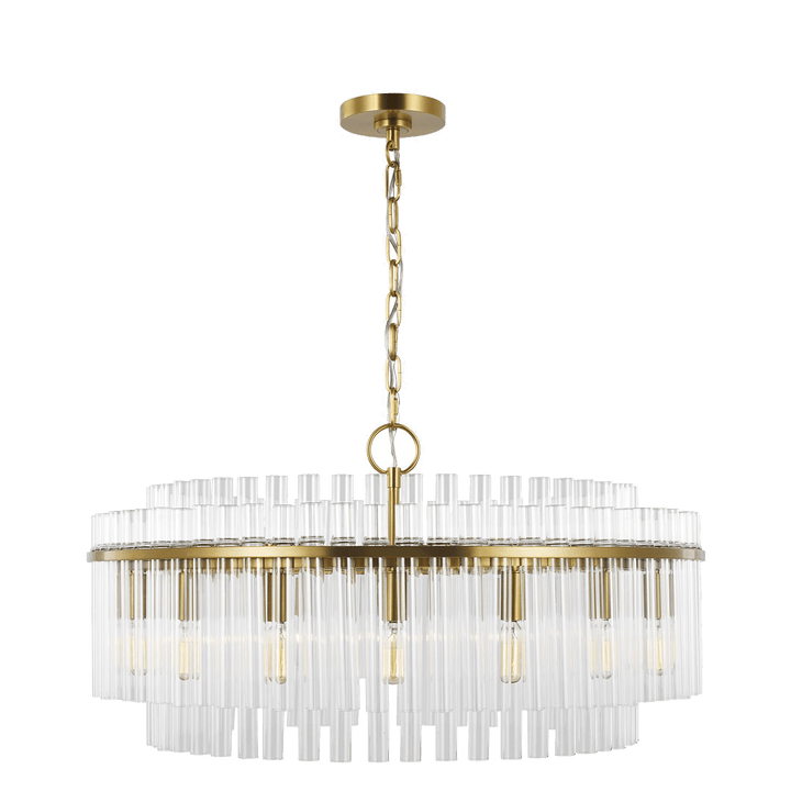 Beckett Large Chandelier in Burnished Brass with Clear Glass