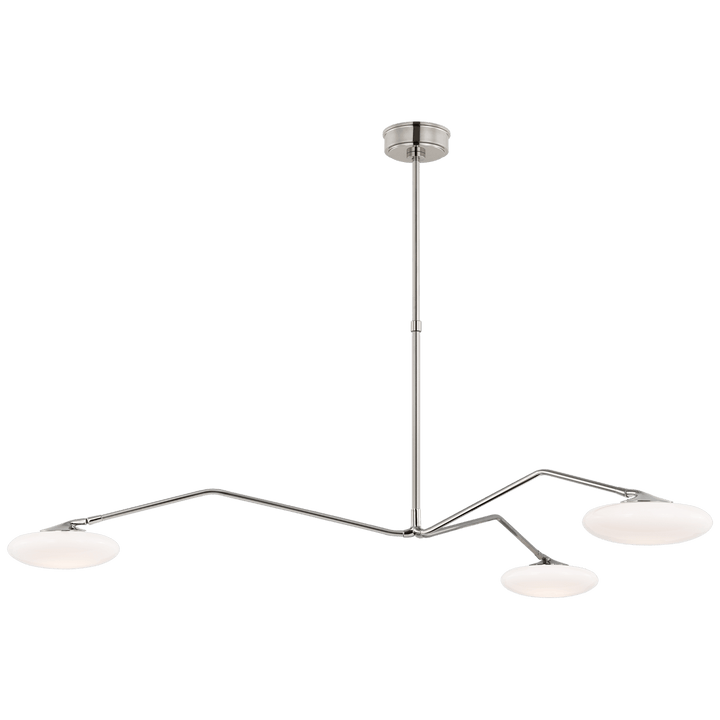 Brindille Extra Large Three Light Chandelier in Polished Nickel with White Glass