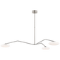 Brindille Extra Large Three Light Chandelier in Polished Nickel with White Glass