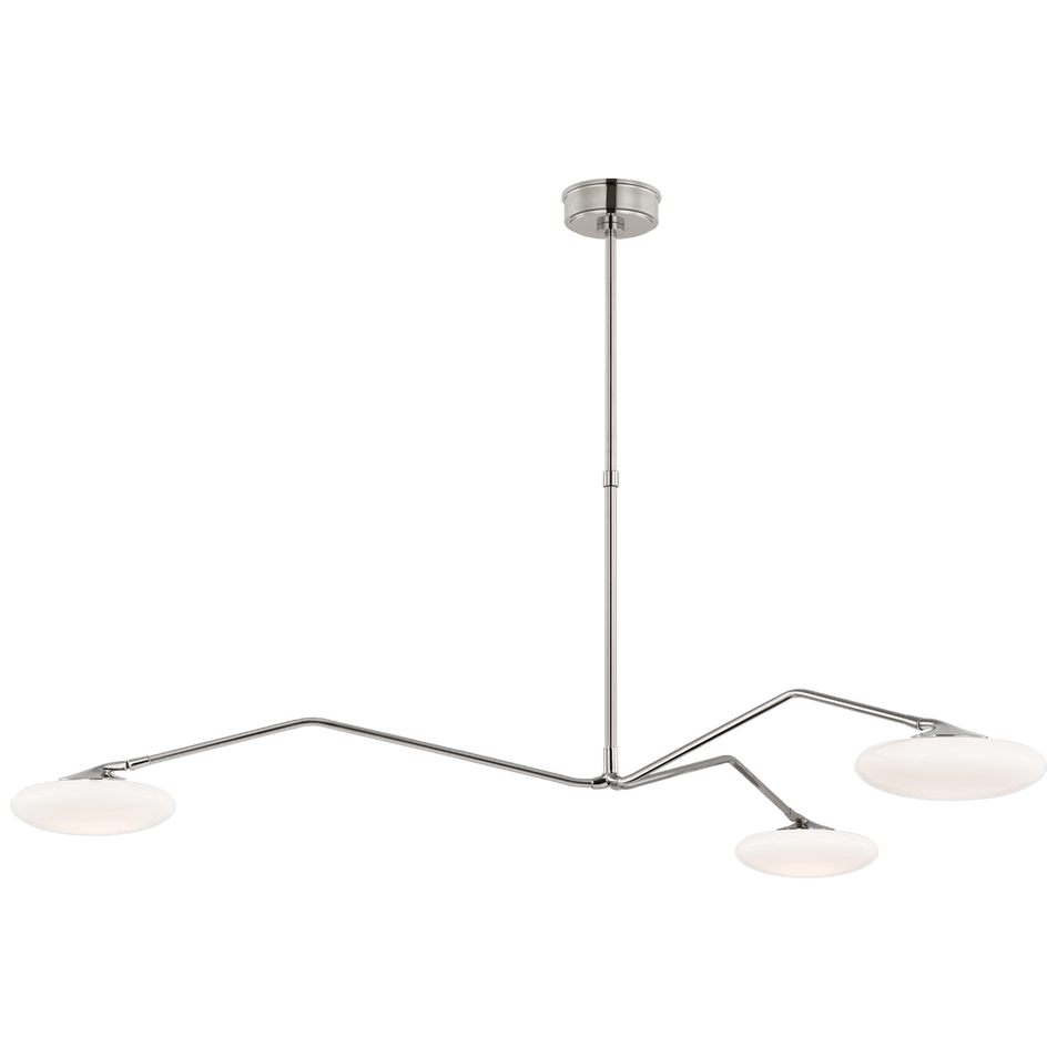 Brindille Extra Large Three Light Chandelier in Polished Nickel with White Glass