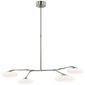 Brindille Large Four Light Chandelier in Polished Nickel with White Glass