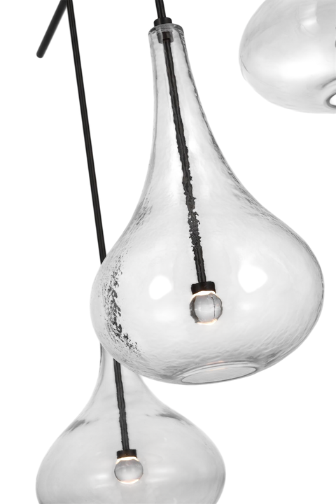 Lomme XL Chandelier in Gun Metal with Clear Glass