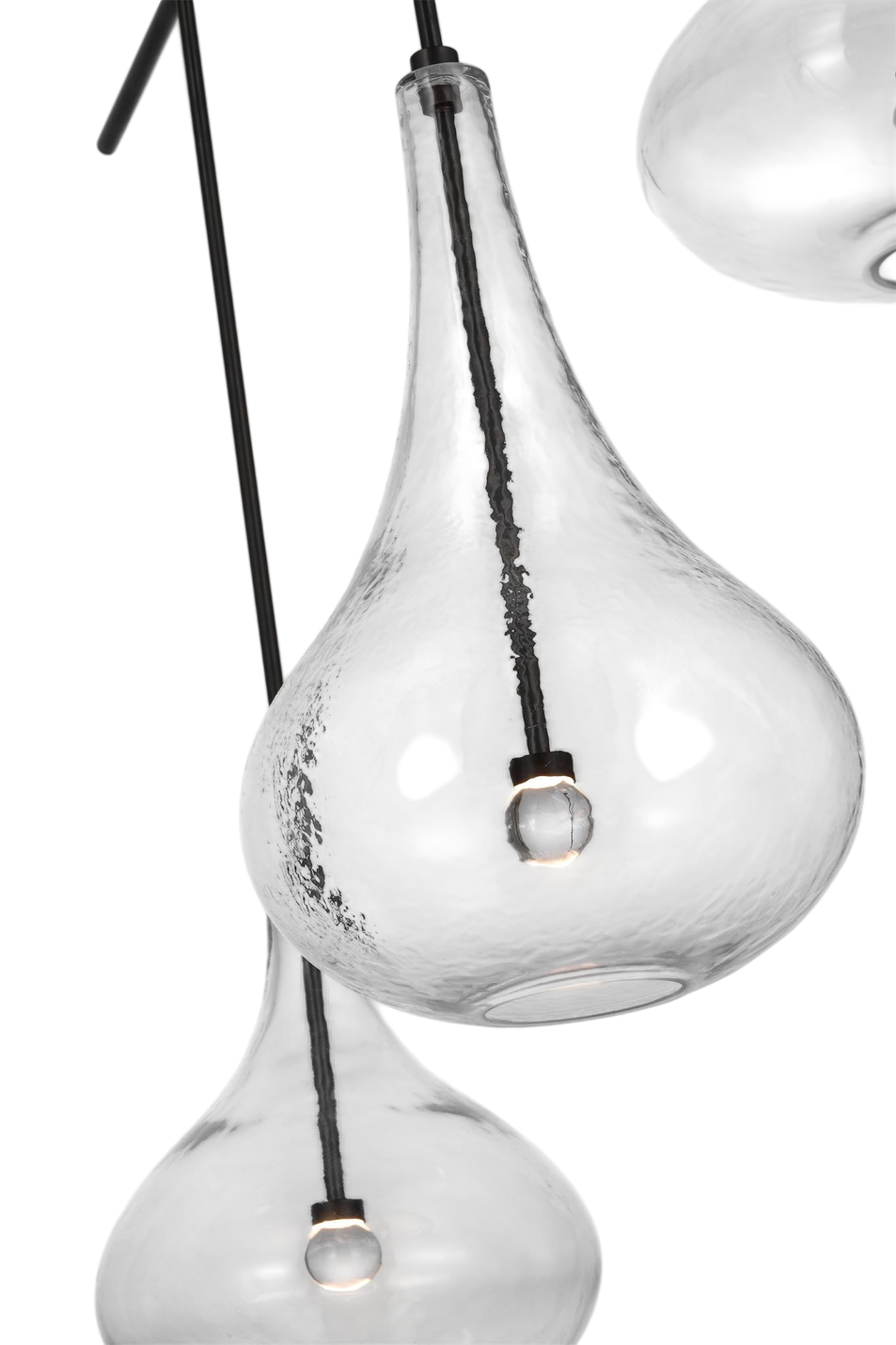 Lomme XL Chandelier in Gun Metal with Clear Glass