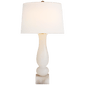Contemporary Balustrade Table Lamp in Alabaster with Linen Shade