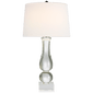 Contemporary Balustrade Table Lamp in Crystal with Linen Shade