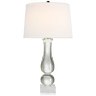 Contemporary Balustrade Table Lamp in Crystal with Linen Shade