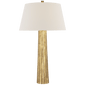 Fluted Spire Large Table Lamp in Gilded Iron with Linen Shade
