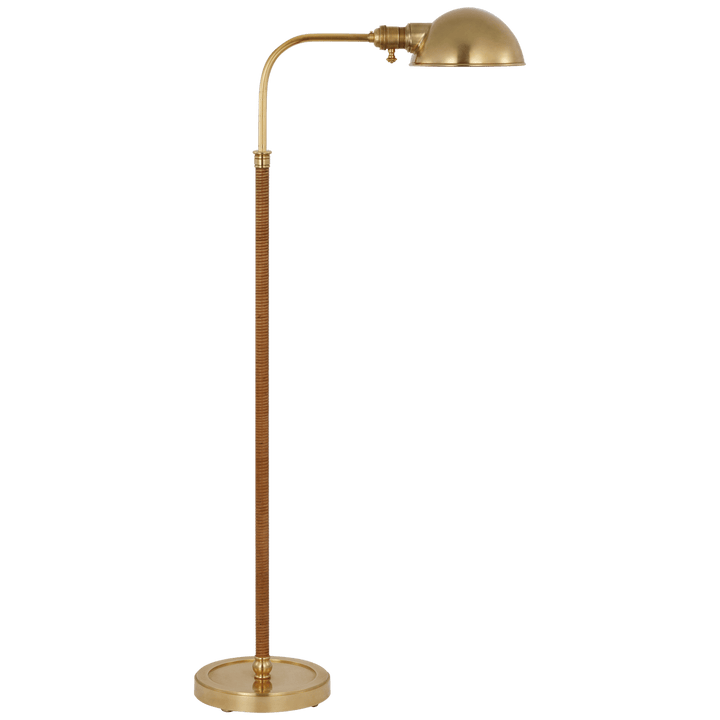 Basden Medium Pharmacy Lamp in Antique-Burnished Brass and Natural Rattan