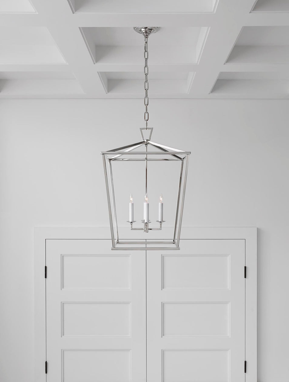 Darlana Medium Lantern, a premium Lantern light by Visual Comfort. Close - up image of its design.