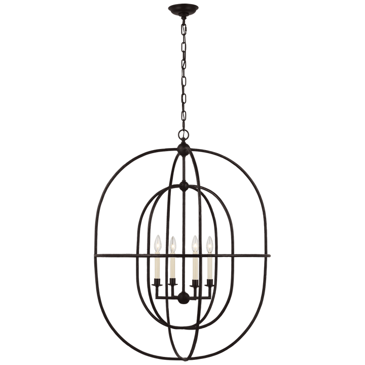 Desmond Open Double Oval Lantern in Aged Iron
