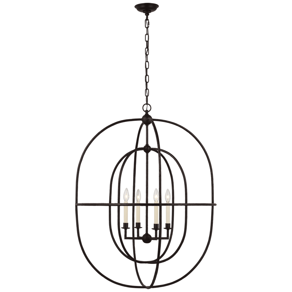 Desmond Open Double Oval Lantern in Aged Iron
