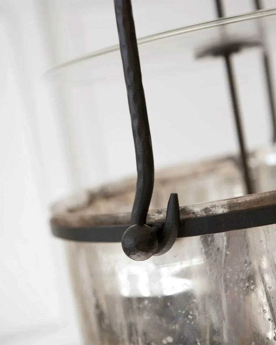 Lorford Small Smoke Bell Lantern, a premium Lantern light by Visual Comfort & Co. Close - up image of its design.
