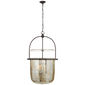 Lorford Large Smoke Bell Lantern in Aged Iron with Antiqued Mercury Glass