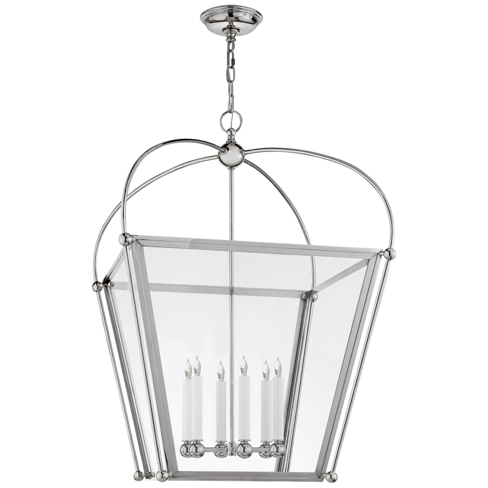 Riverside Large Square Lantern, a premium Lantern light by Visual Comfort & Co. Close - up image of its design.