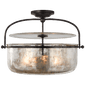Lorford Medium Semi-Flush Lantern in Aged Iron with Mercury Glass