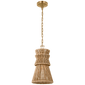 Antigua 10" Pendant in Antique-Burnished Brass and Natural Abaca