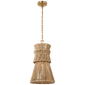 Antigua 13" Pendant in Antique-Burnished Brass and Natural Abaca