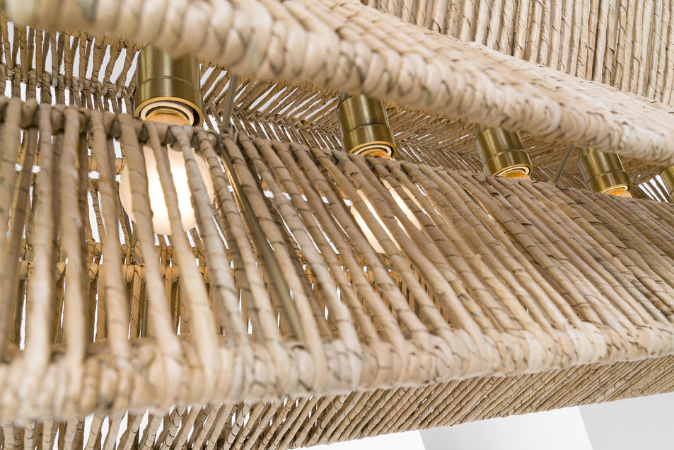 Antigua 54" Linear in Antique-Burnished Brass and Natural Abaca