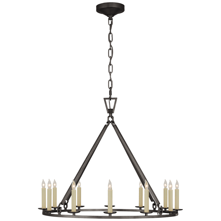 Darlana Medium Single Ring Chandelier in Aged Iron