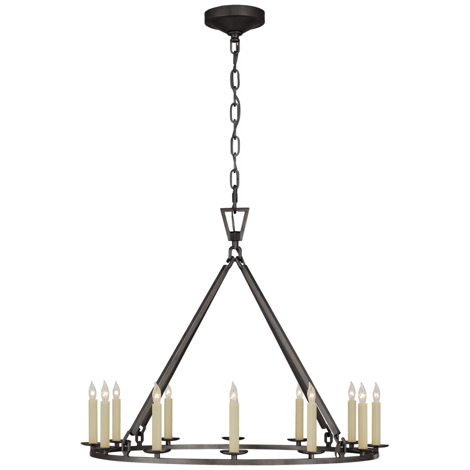 Darlana Medium Single Ring Chandelier in Aged Iron