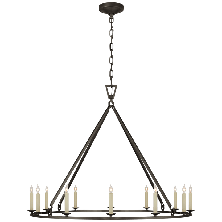 Darlana Large Single Ring Chandelier in Aged Iron