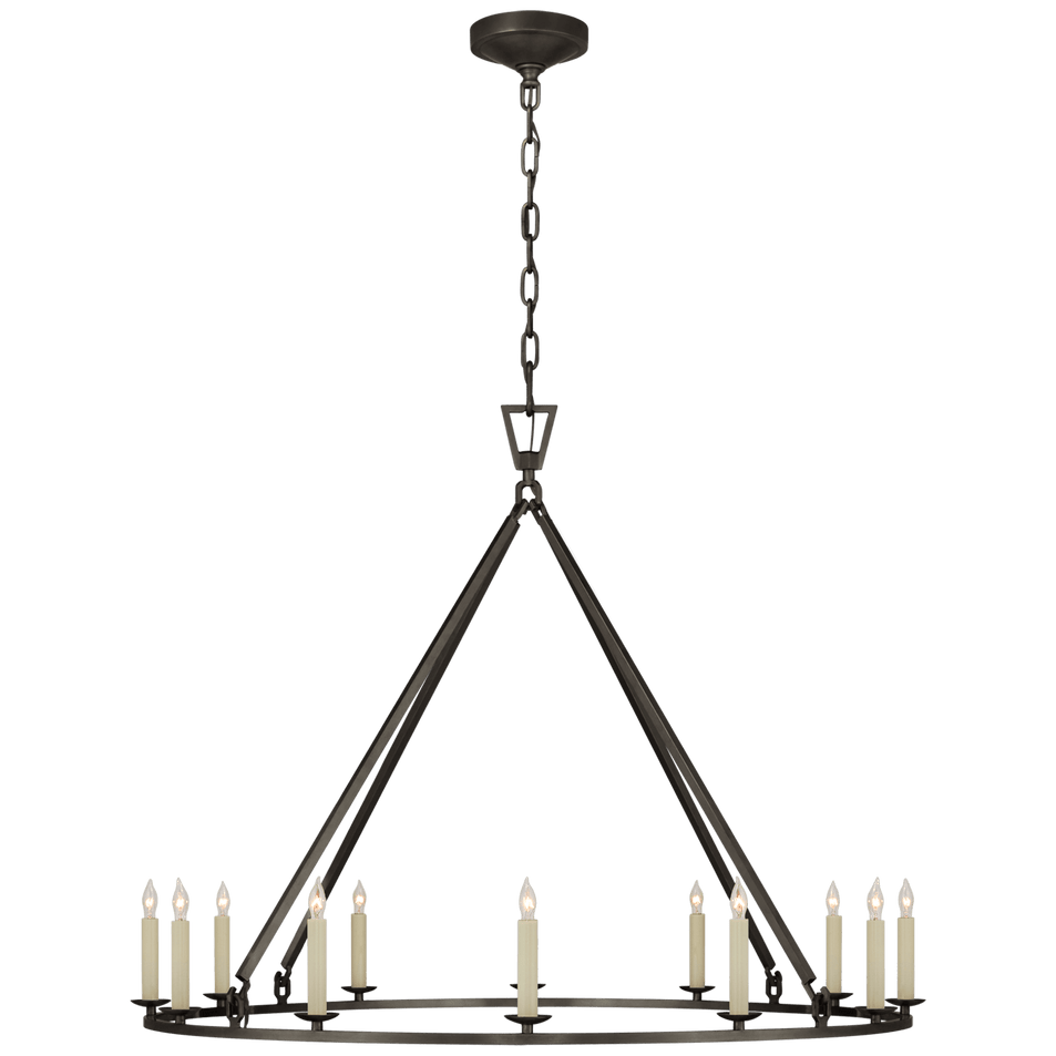 Darlana Large Single Ring Chandelier in Aged Iron