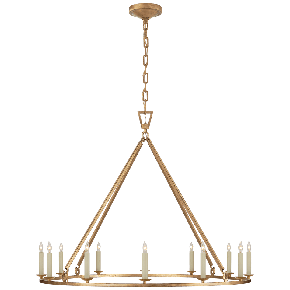 Darlana Large Single Ring Chandelier in Gilded Iron