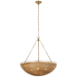 Clovis Medium Chandelier in Antique-Burnished Brass and Natural Wicker