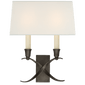 Cross Bouillotte Small Sconce in Bronze with Linen Shade