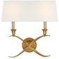 Cross Bouillotte Large Sconce in Antique-Burnished Brass with Linen Shade