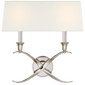 Cross Bouillotte Large Sconce in Polished Nickel with Linen Shade