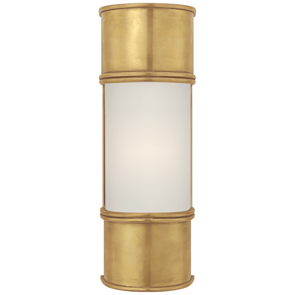Oxford 12" Bath Sconce in Antique-Burnished Brass with Frosted Glass