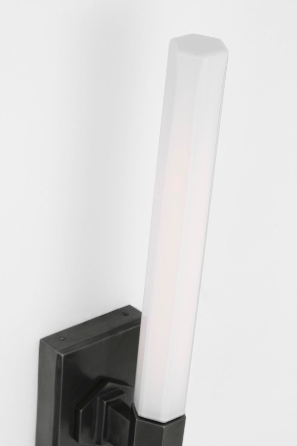 Hawthorne 13" Single Bath Light in Bronze with White Glass