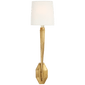 Ruhlmann Single Sconce in Antique-Burnished Brass with Linen Shade
