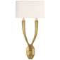 Ruhlmann Double Sconce in Antique-Burnished Brass with Linen Shade