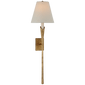 Aiden Large Tail Sconce in Gilded Iron with Linen Shade