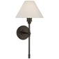 Parkington Large Tail Sconce in Bronze with Linen Shade