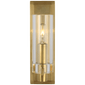 Sonnet Petite Single Sconce in Antique-Burnished Brass with Clear Glass