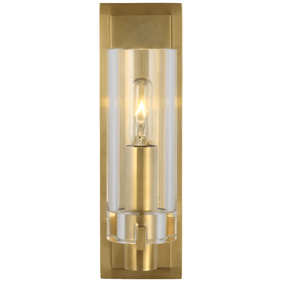 Sonnet Petite Single Sconce in Antique-Burnished Brass with Clear Glass