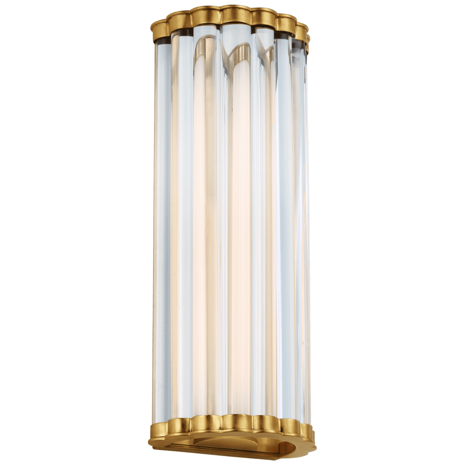 Kean 14" Sconce in Antique-Burnished Brass with Clear Glass Rods