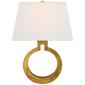 Ring Form Large Wall Sconce in Antique-Burnished Brass with Linen Shade