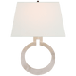 Ring Form Large Wall Sconce in Alabaster with Linen Shade