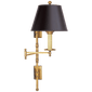 Dorchester Double Backplate Swing Arm in Antique-Burnished Brass with Black Paper Shade
