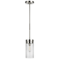 Garrett Medium Cylinder Pendant in Polished Nickel with Clear Glass