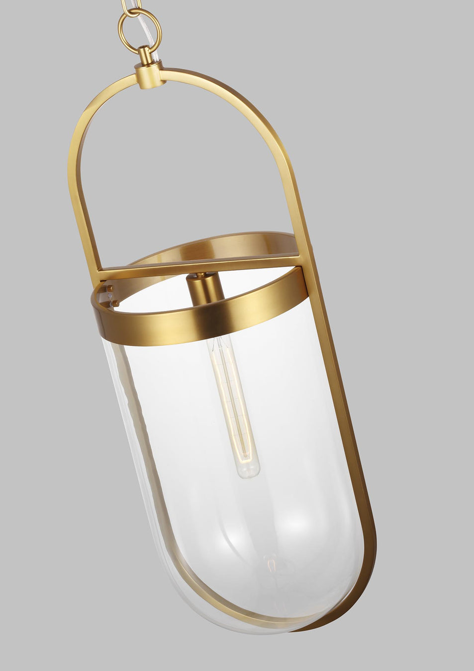 Blaine Large Pendant in Burnished Brass with Clear Glass
